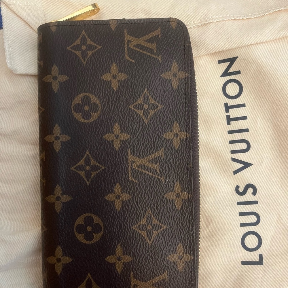 Louis Vuitton Brown and Gold Zippered Pouch